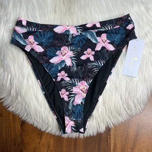 Spiritual Gangster Black and Pink Floral Bikini Bottom